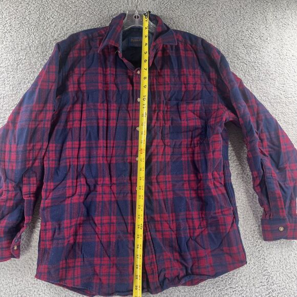 Pendleton Long Sleeve Red Blue Plaid Long Sleeve Flannel Shirt Wool Medium M - Picture 4 of 6
